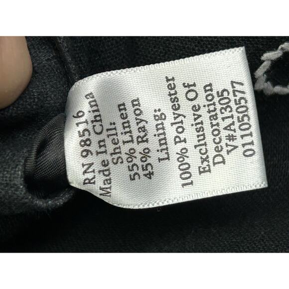 Coldwater Creek Dress Womens 10 Black White‎ Embroidered Linen Sleeveless Midi - Picture 5 of 9